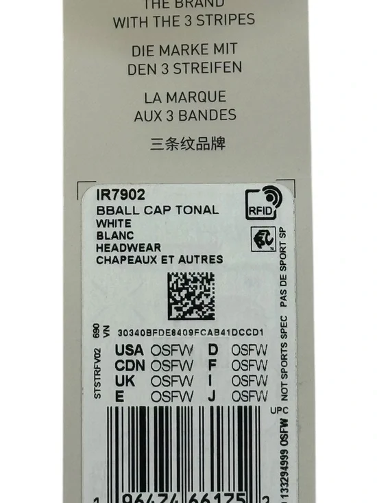 Adidas NWT Tonal Logo Baseball Cap White One Size - Picture 5 of 6